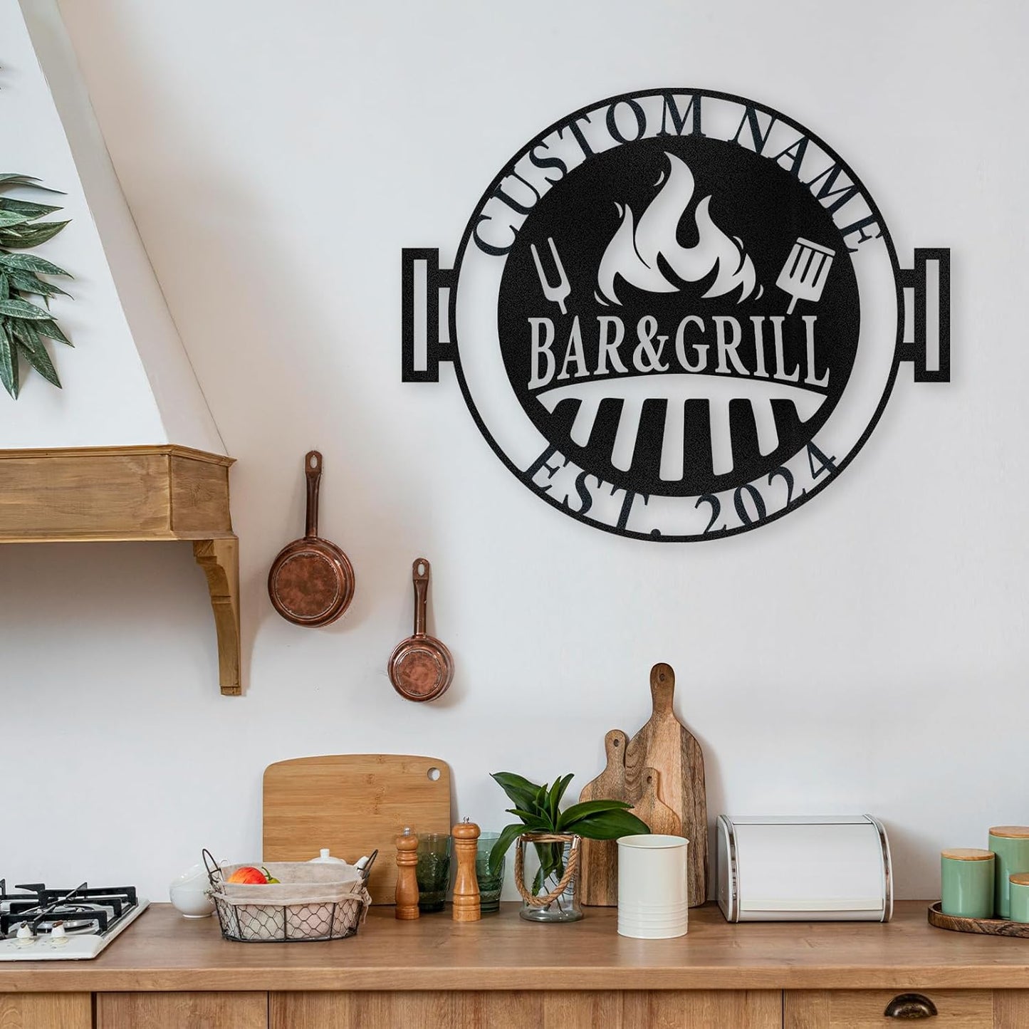 Custom Kitchen Name Sign , Wrought Iron Wall Art for Dining & Cooking Spaces