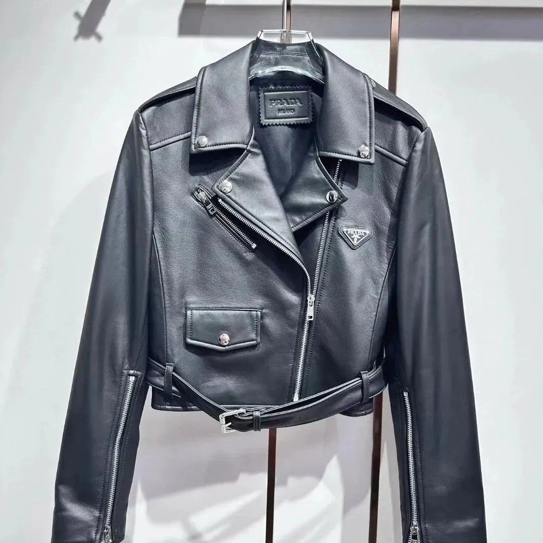 New Leather Short Motorcycle Jacket Lapel Coat 1024032029