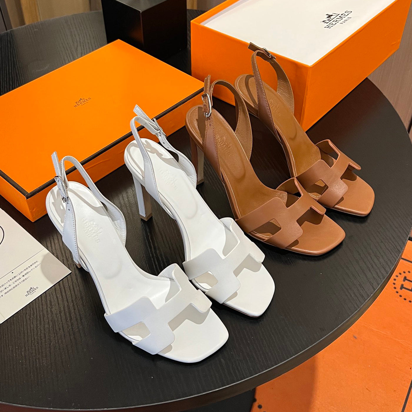 New Leather H Logo Women's High Heeled PD052024022704
