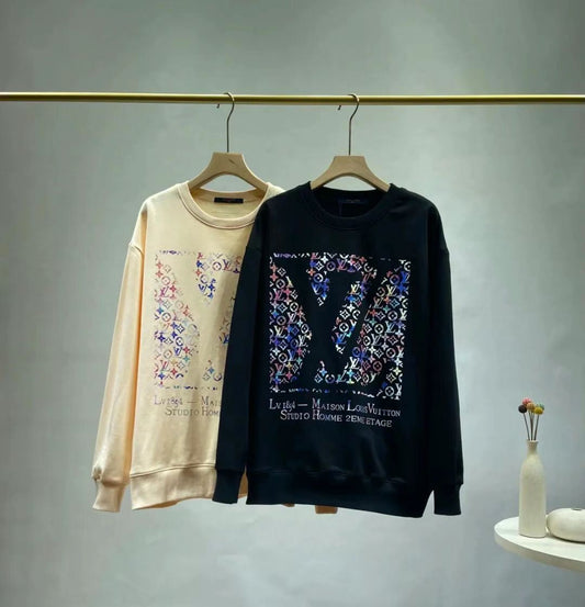 Sketch full of hollow letters long-sleeved round neck sweatshirt XC0823091815