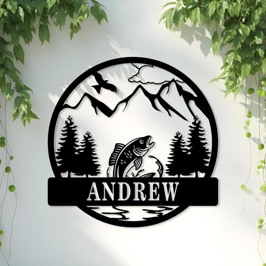 Custom Bass & Eagle Metal Art, Rustic Fishing Decor for Outdoor Enthusiasts
