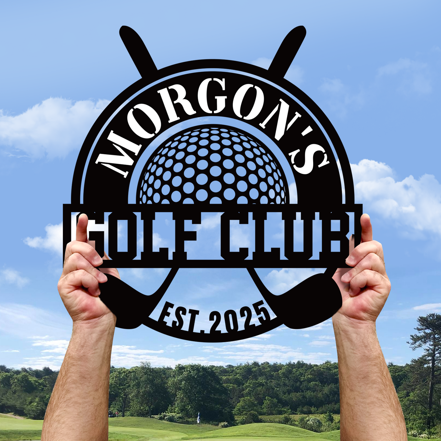 Personalized Golf Name Sign, Metal Garden Stake Decor with Tee Off Theme, Outdoor Lawn Signage