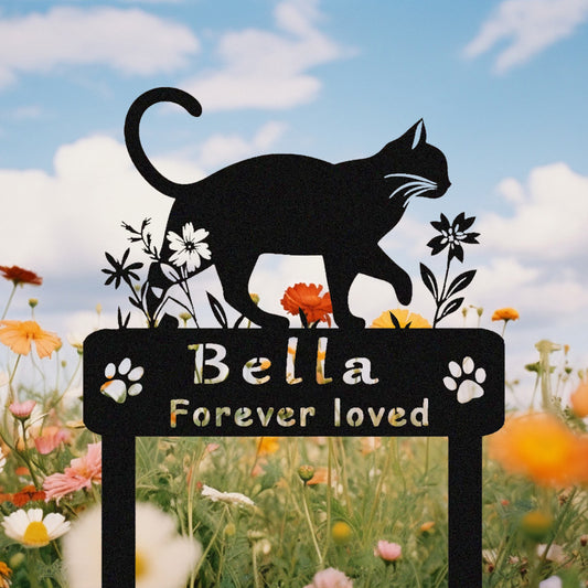 Personalized Metal Cat Garden Stake,Cat Grave Marker,Cat Memorial Stake,Custom Cat Cemetery Stake
