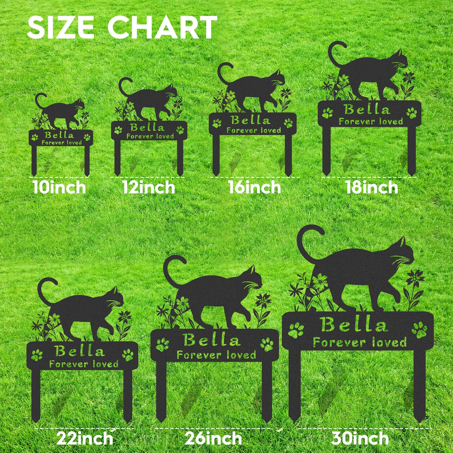 Personalized Metal Cat Garden Stake,Cat Grave Marker,Cat Memorial Stake,Custom Cat Cemetery Stake