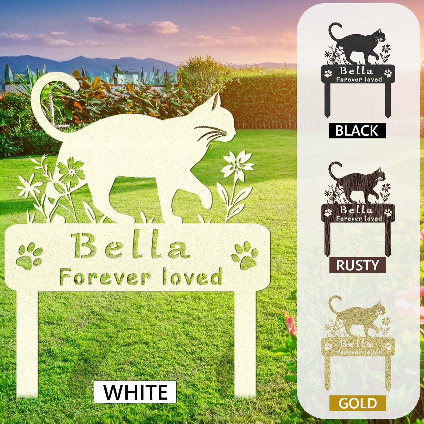 Personalized Metal Cat Garden Stake,Cat Grave Marker,Cat Memorial Stake,Custom Cat Cemetery Stake