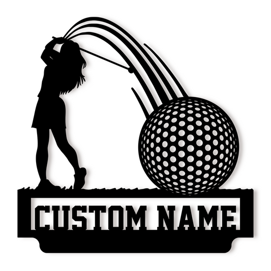 Personalized Golf Metal Sign with Tee & Ball Art, Garden Stake or Wall Mount Option for Sports Lovers