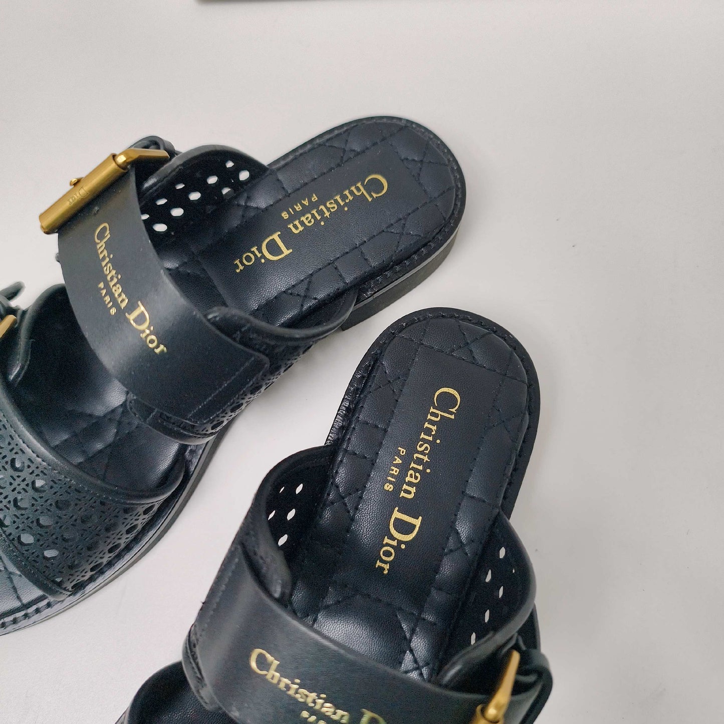 CD Cow leather cutout flat sandals 1825022816