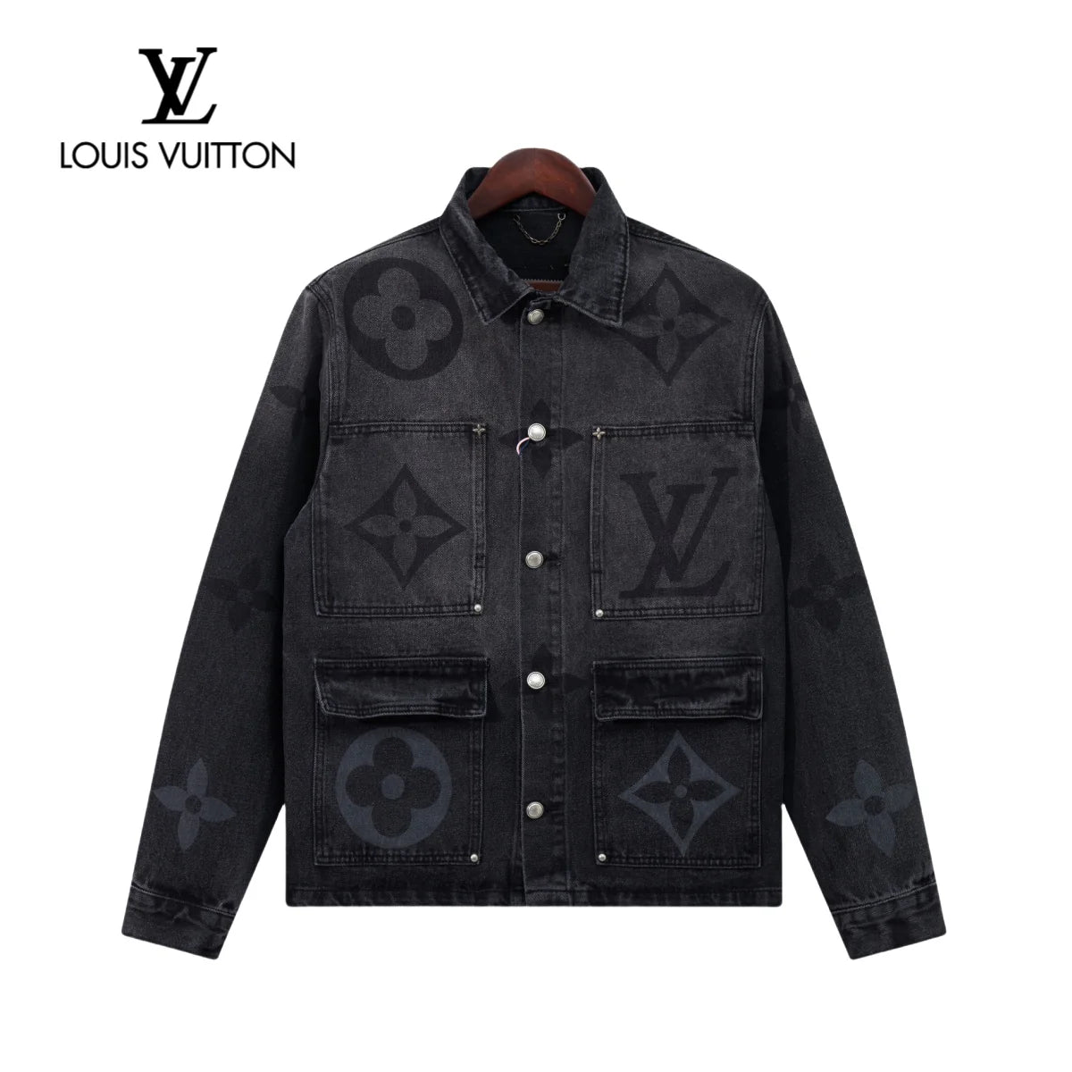Fashion Casual Printed Black Grey Straight Denim Suit 1025031104