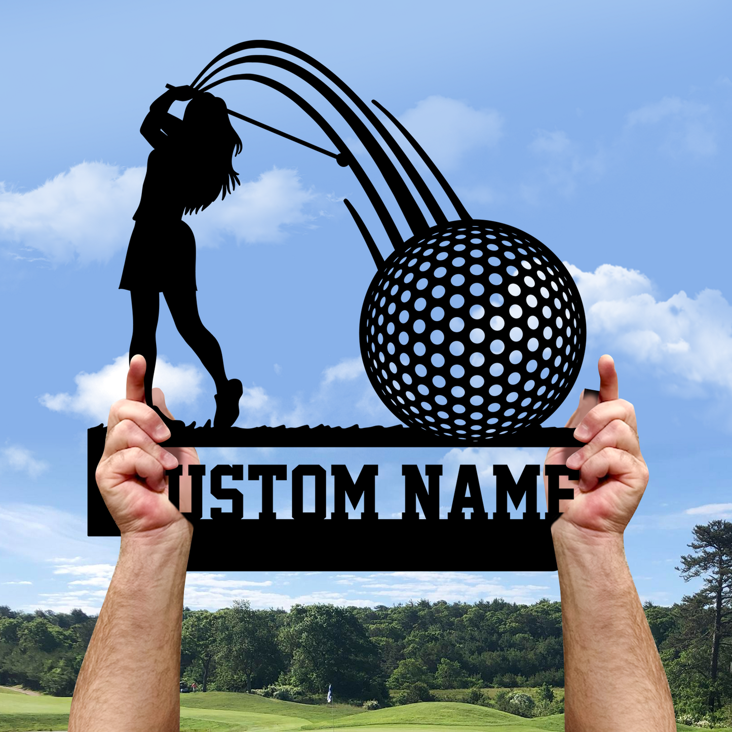 Personalized Golf Metal Sign with Tee & Ball Art, Garden Stake or Wall Mount Option for Sports Lovers