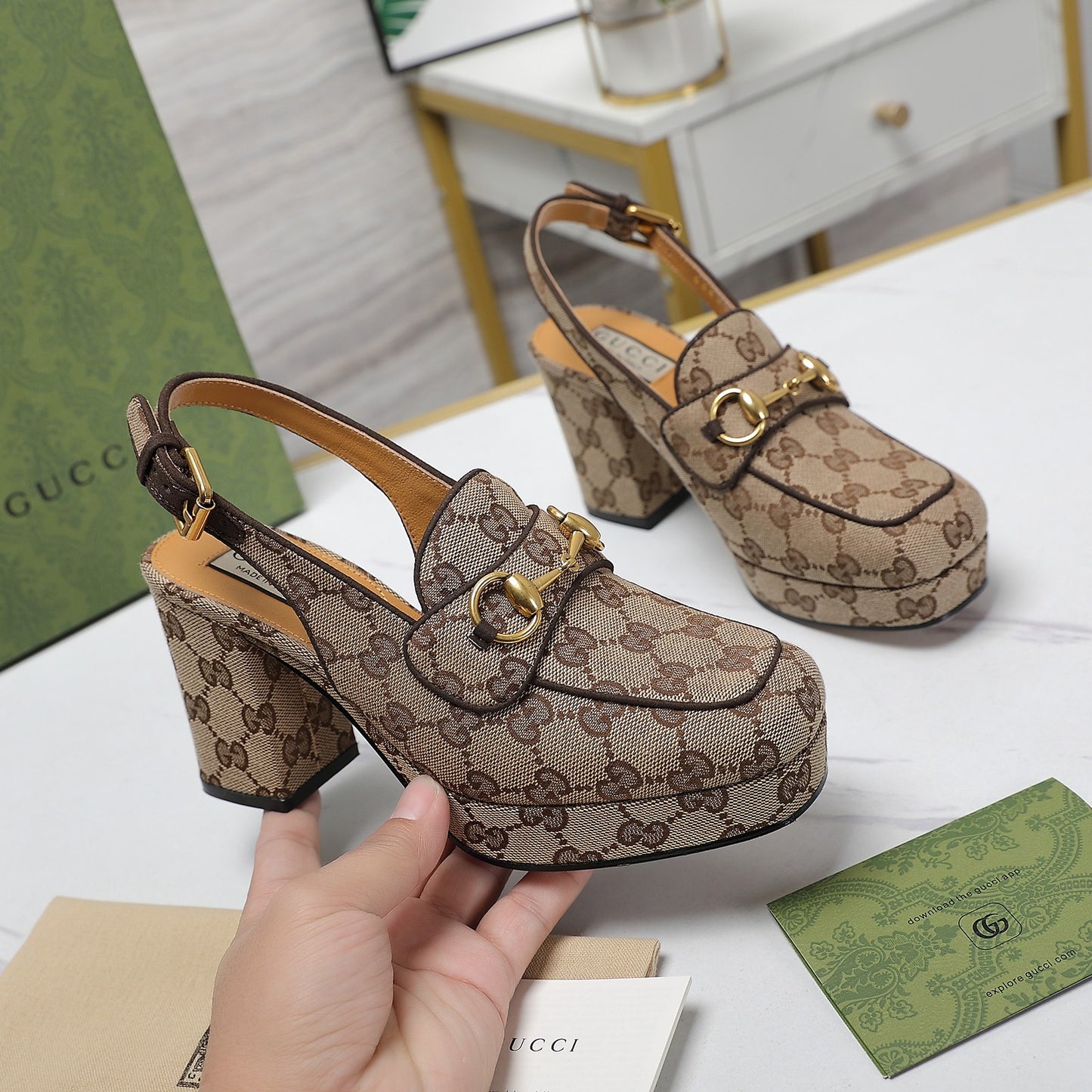 GG Horsebit slingback pumps 1825031805