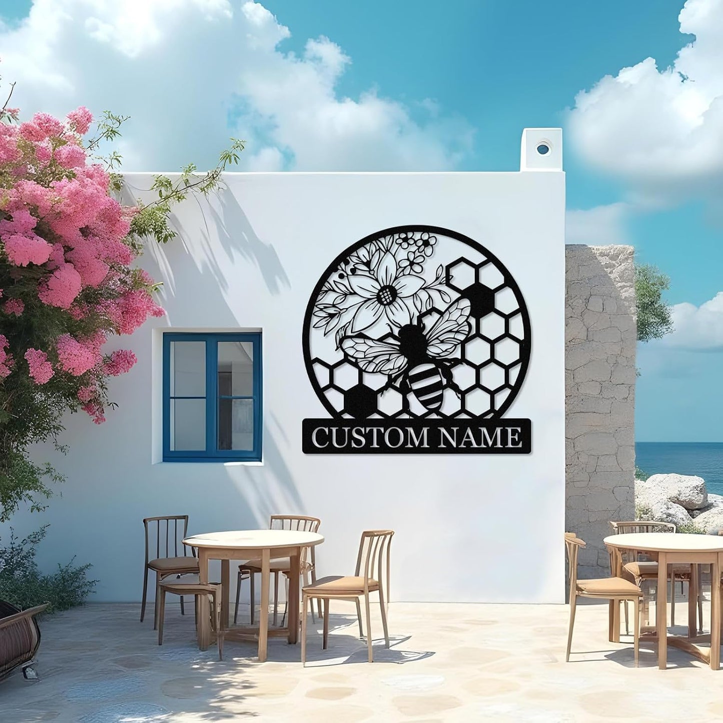 Custom Bee Iron Sign - Personalized Metal Wall Decor for Garden