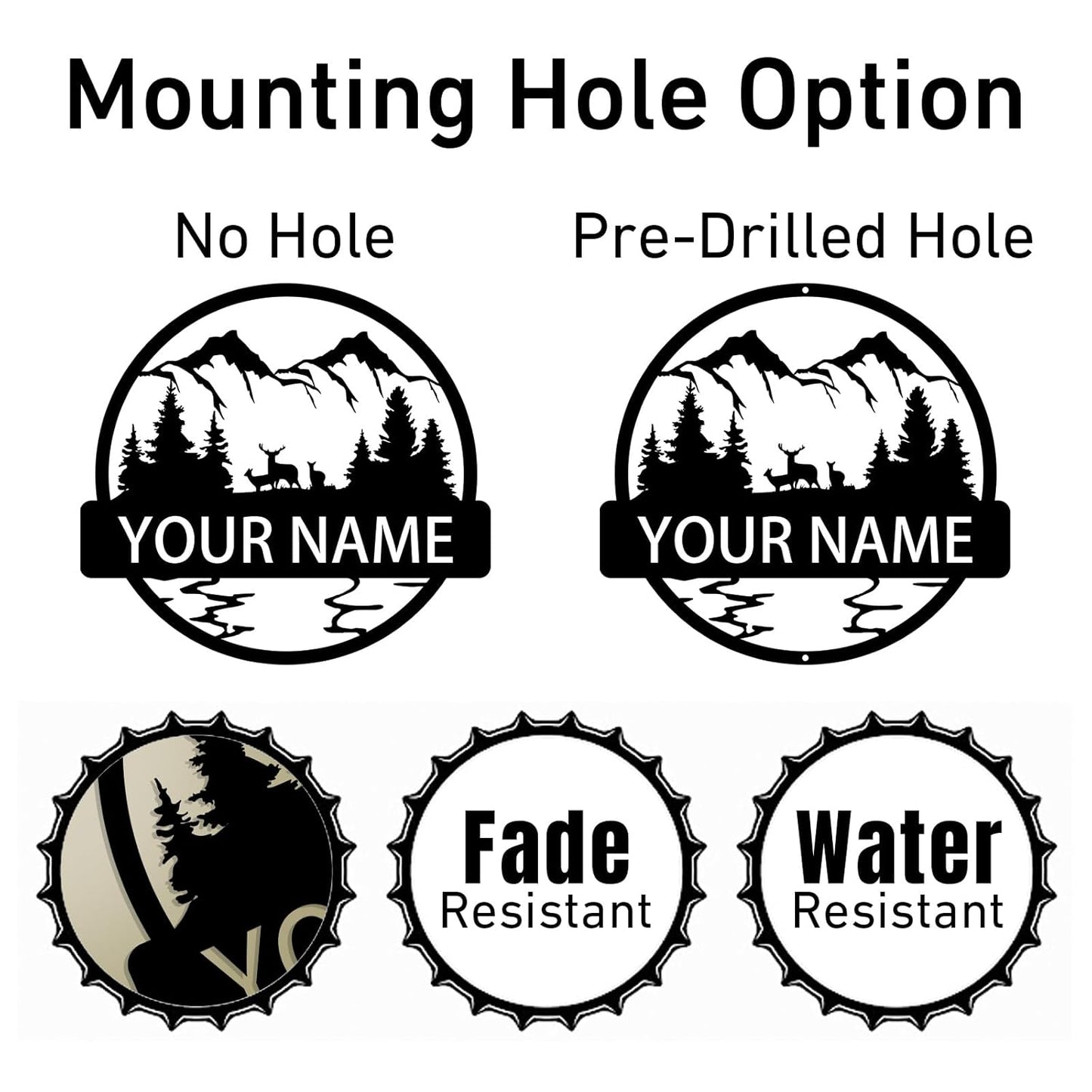 Custom Mountain Metal Signs for Outdoor Wedding or Anniversary Camping Gifts