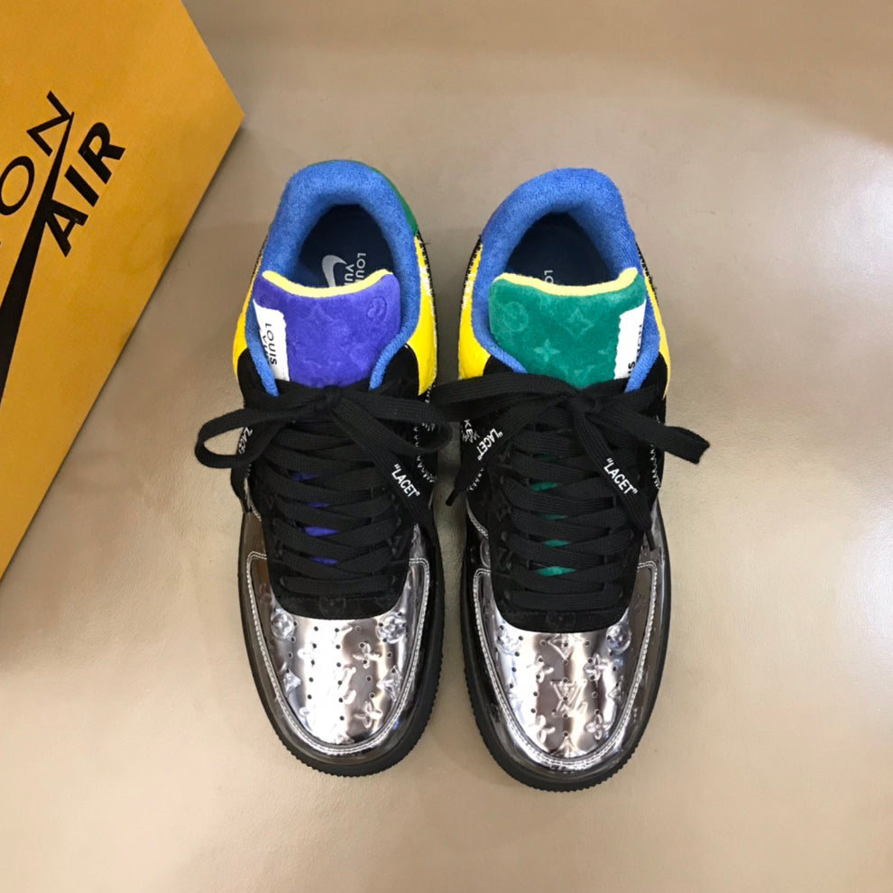 Tripartite Joint Bright Leather Embossed Contrast Color Sneakers XC1623071703