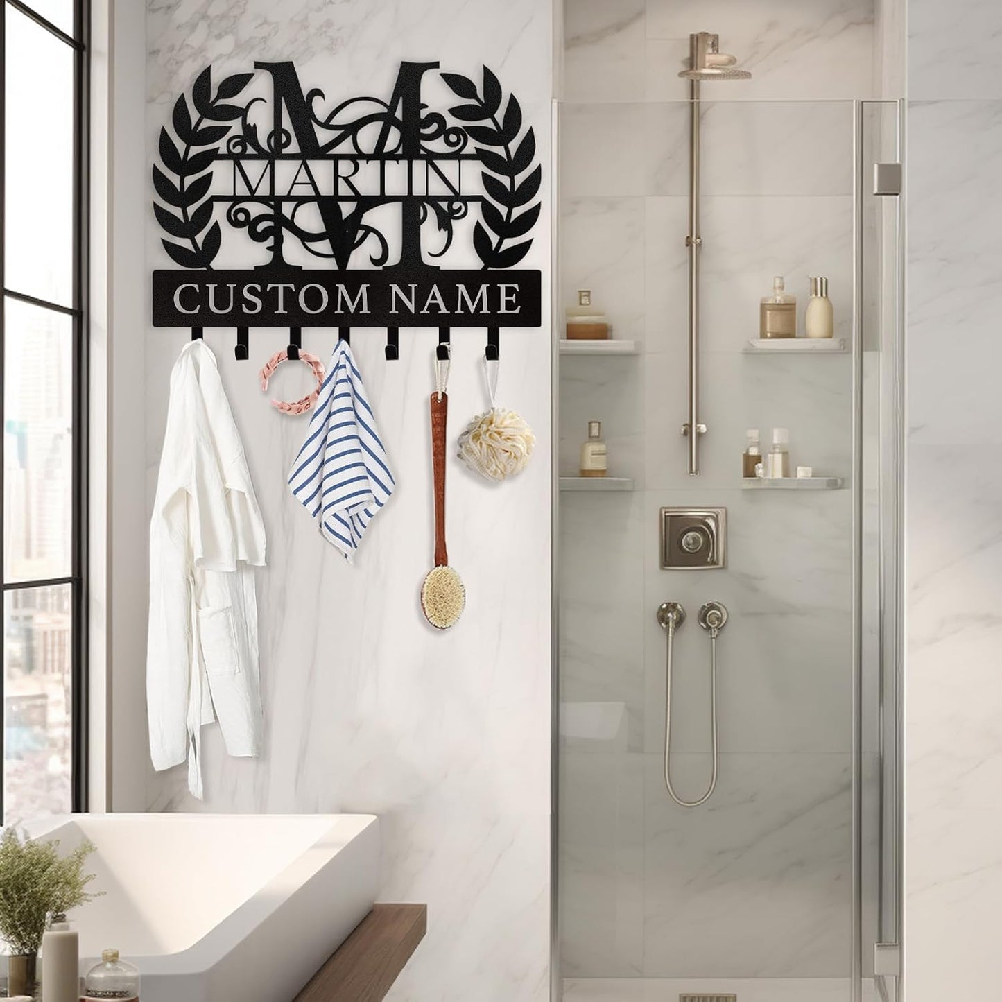 Personalized Monogram Key Hanger Custom Name Metal Wall Mount Entryway & Home Decor