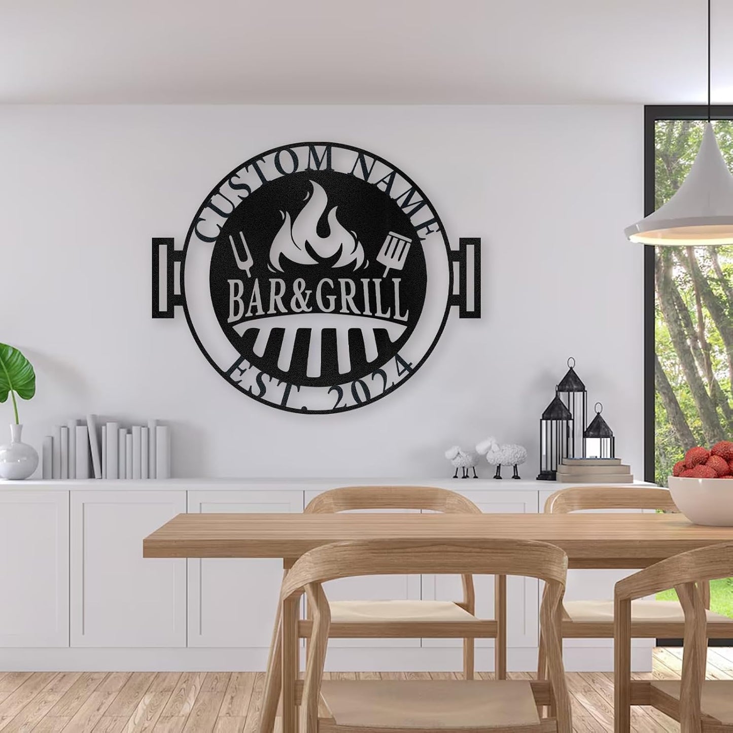 Custom Kitchen Name Sign , Wrought Iron Wall Art for Dining & Cooking Spaces