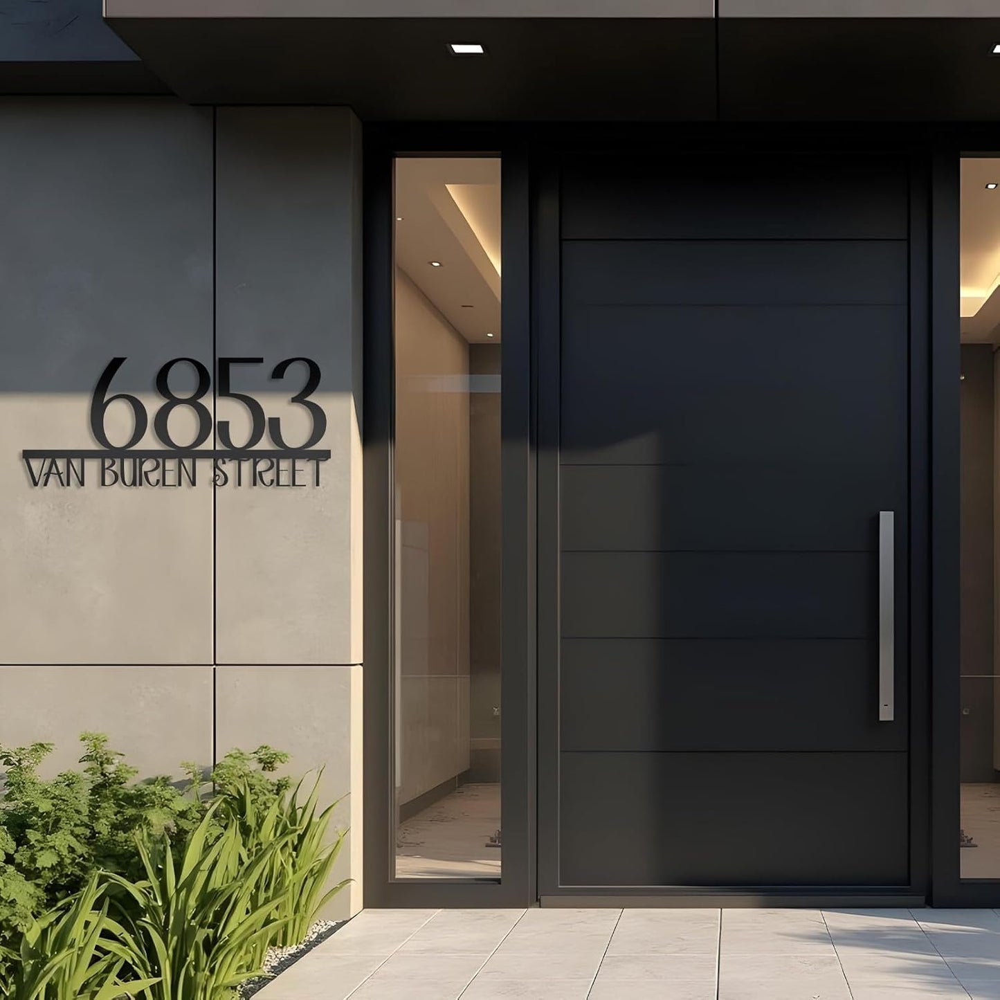 Personalized Metal House Number Sign for Outside Modern, Metal Address Signs for Houses, Custom Address Plaque, Art Deco Address Numbers and Street Name, House Number Plaque, Front Door Sign