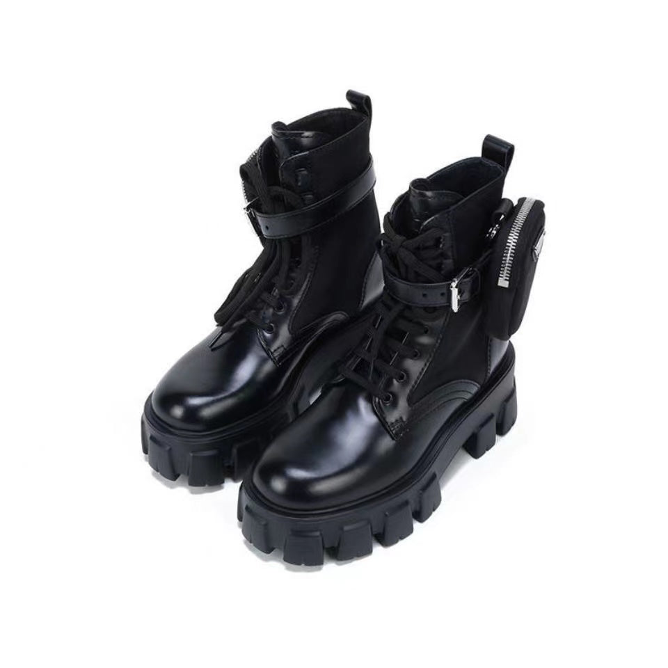Classic triangle logo platform women's boots