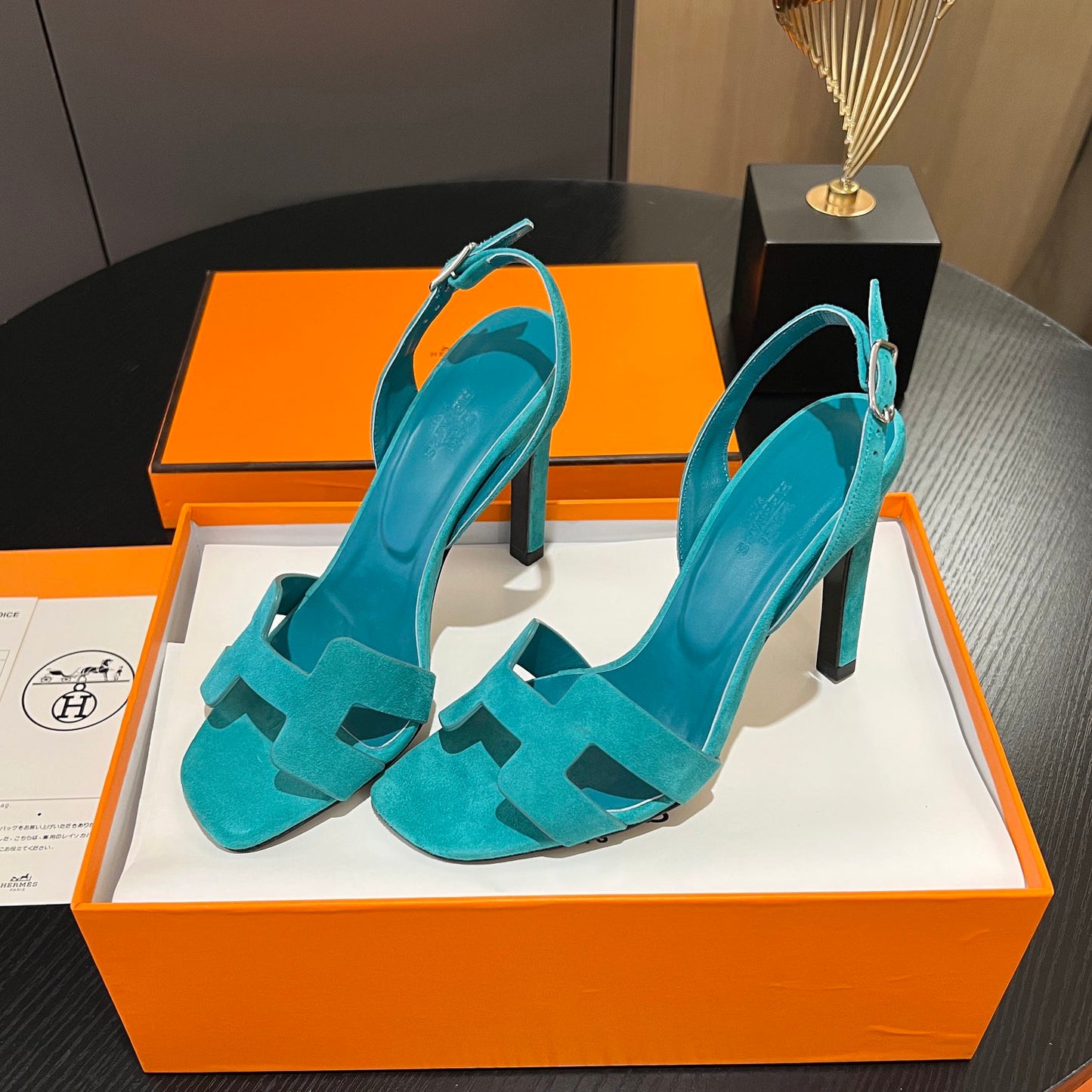 New Leather H Logo Women's High Heeled PD052024022704
