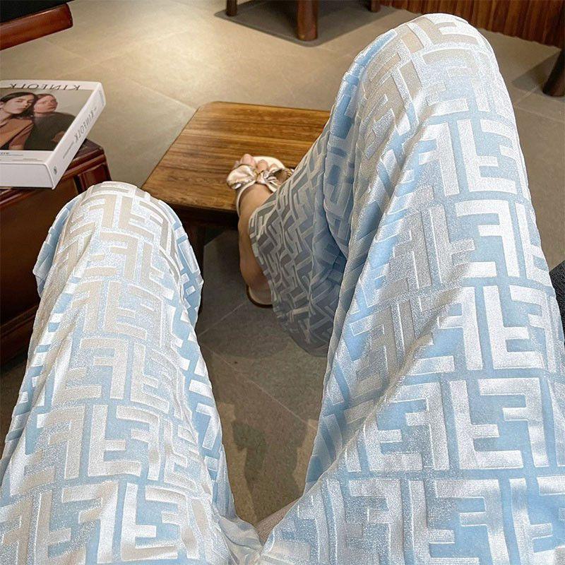 Blue F Letter Wide Leg Pants 0823120705