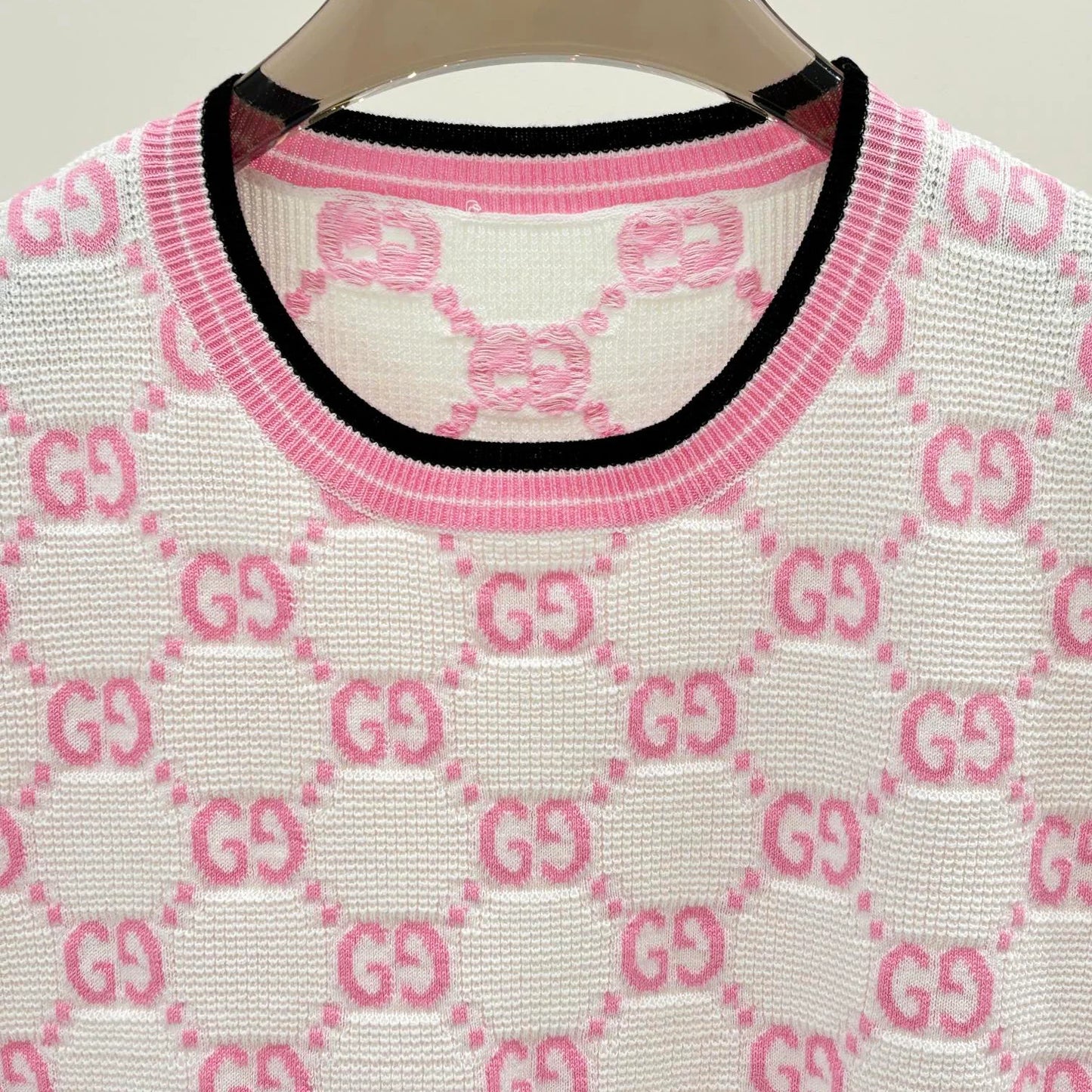 New round neck letter jacquard knit short tops 1025042214