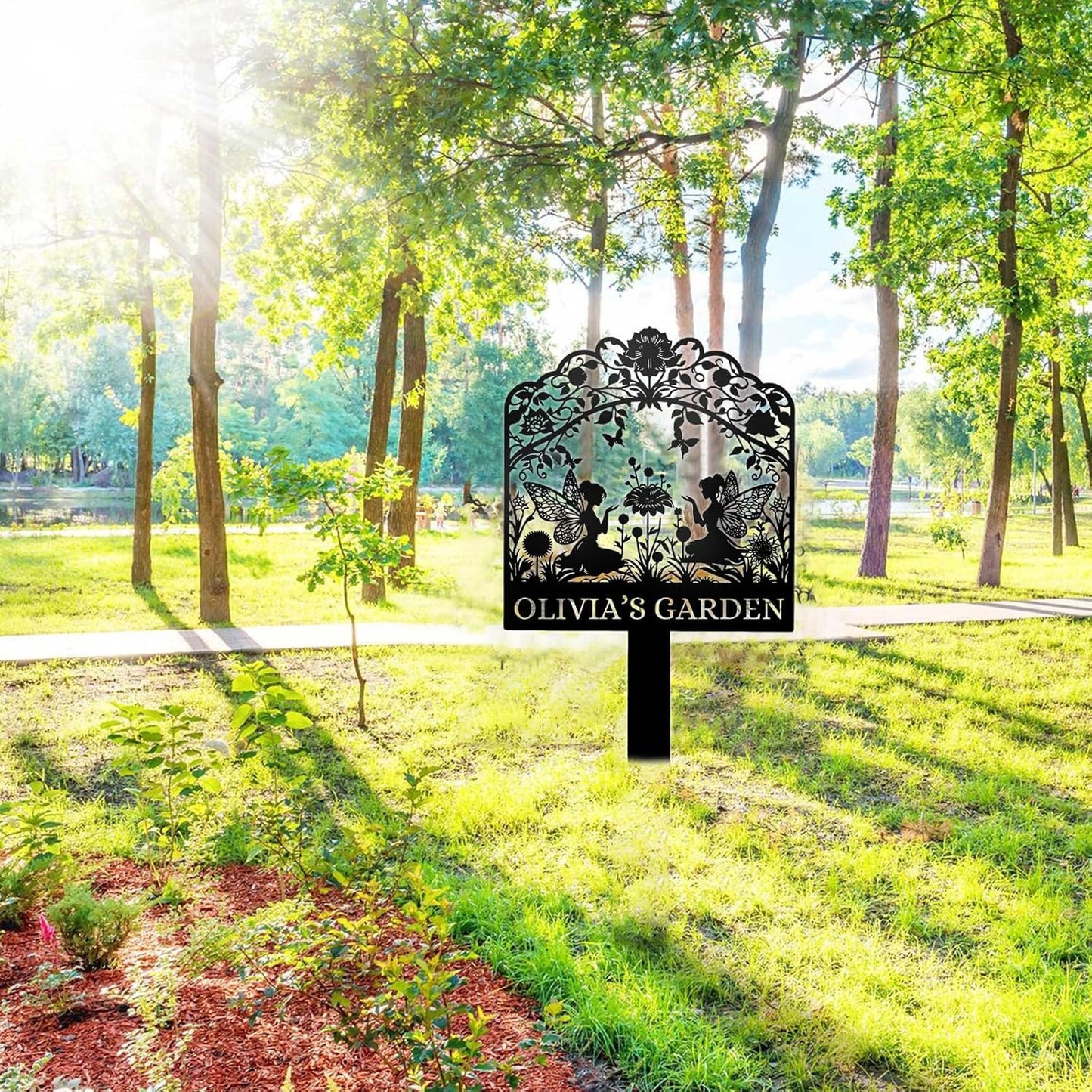 Whimsical Fairy Garden Sign - Handmade Metal Stake for Flower Beds & Yards