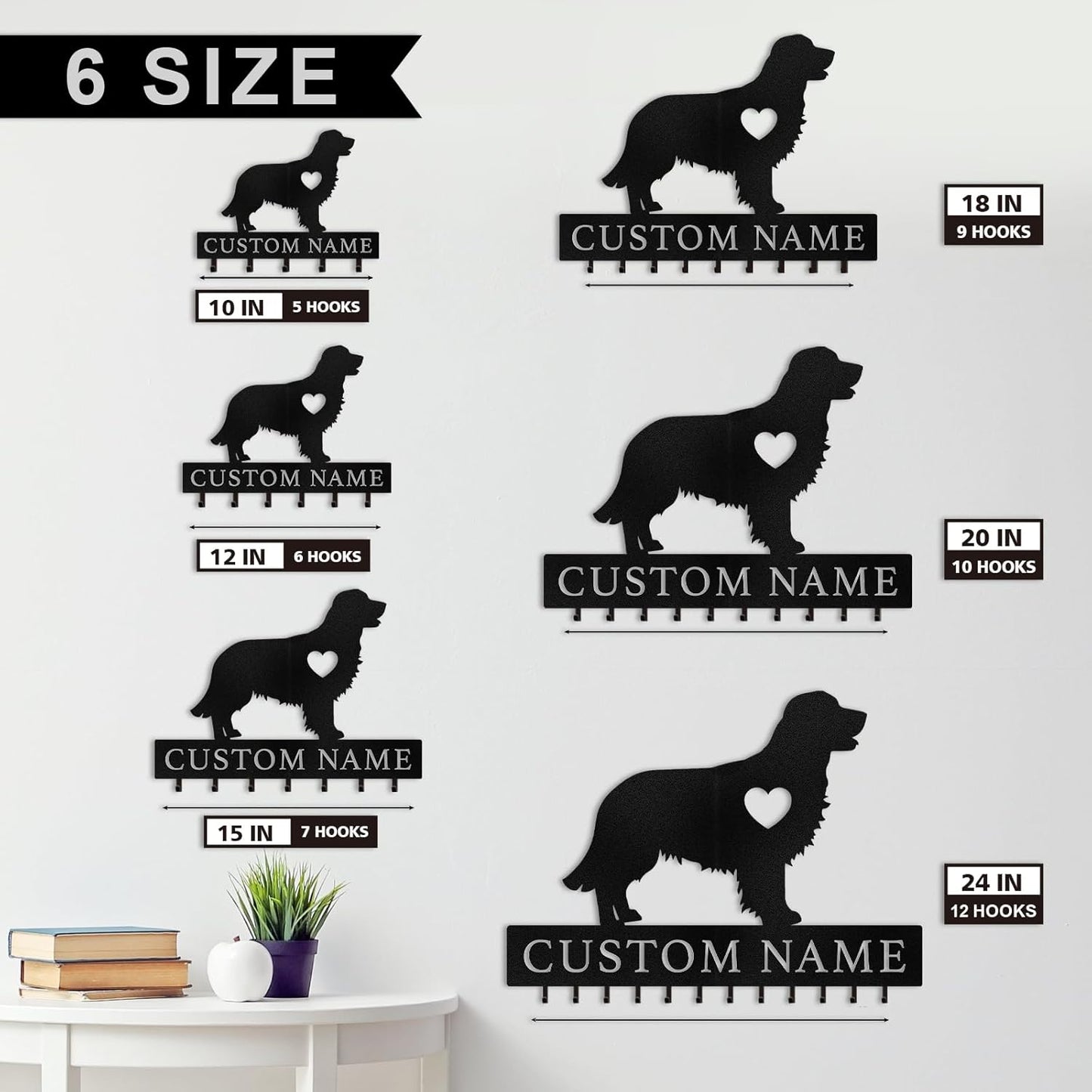 Personalized Dog Key Hook Metal Wall Mount Pet Lover Entryway & Home Decor