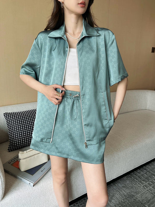 GG Short sleeve + short skirt suit 1825052216