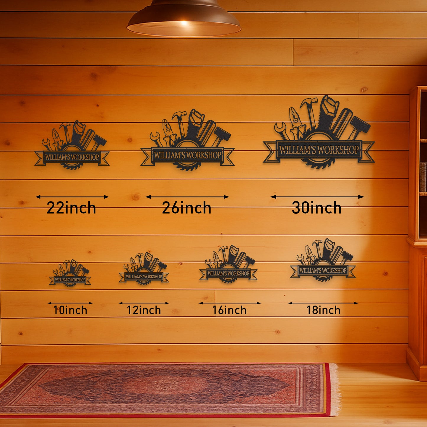 Custom William's Workshop Metal Sign with Tools, Personalized Metal Garage Decor for Dad, Grandpa or Him, Great Gift for Father��s Day or Birthday