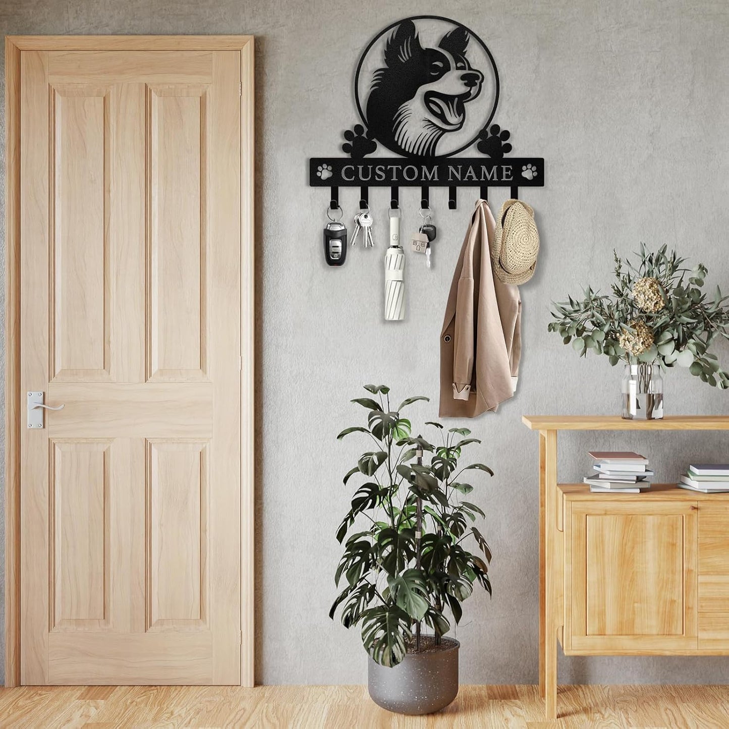 Custom Dog Paw Print Key Holder Metal Wall Hook Pet Lover Home & Entryway Decor
