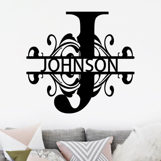 Custom Split Letter Metal Name Sign for Porch, Outdoor Family Monogram Sign, Wedding or Housewarming Gift