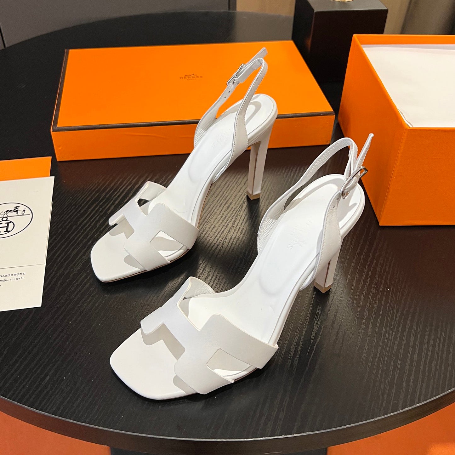 New Leather H Logo Women's High Heeled PD052024022704