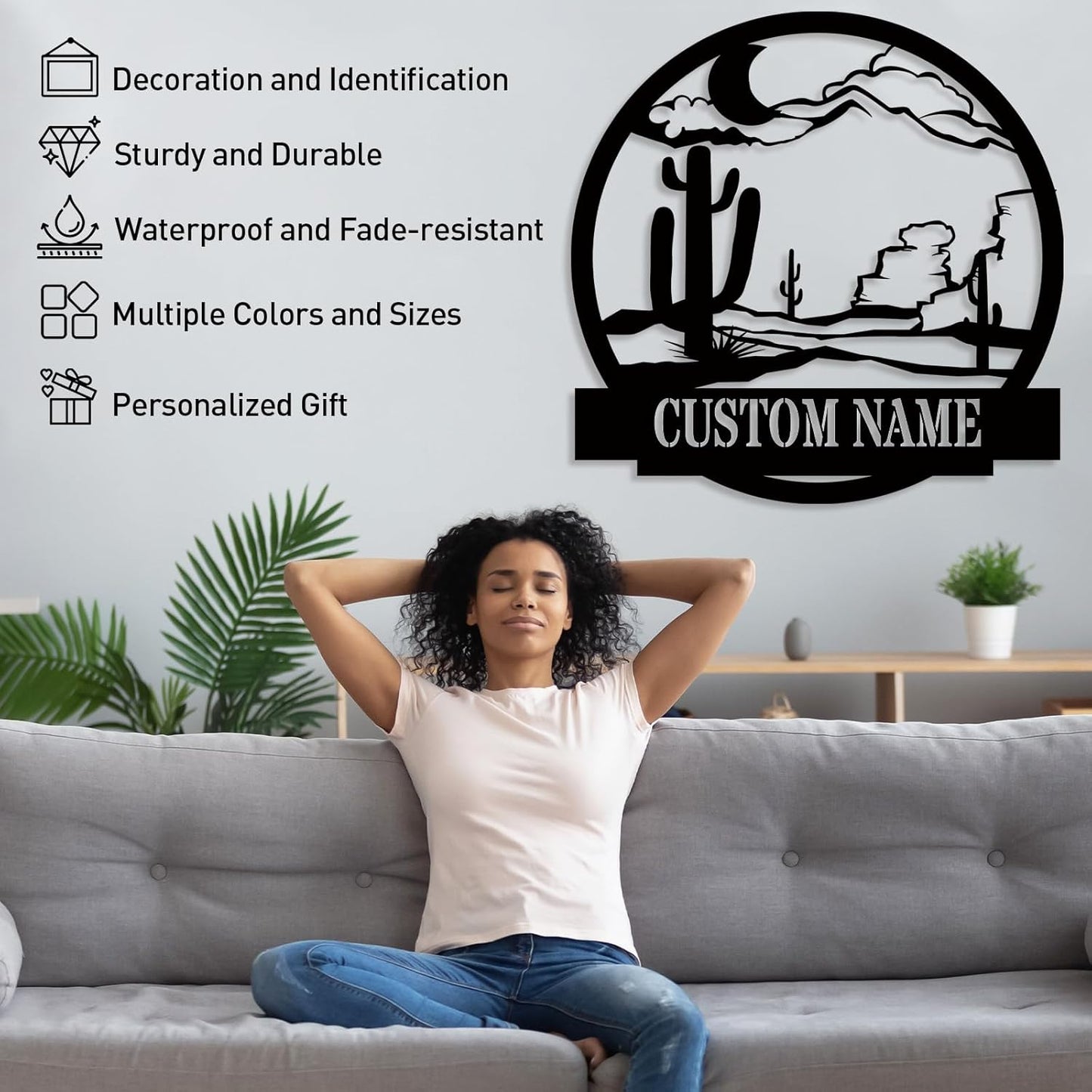 Custom Antler Metal Cabin Sign Personalized Last Name Sign Outdoor Hunter Decor Gift