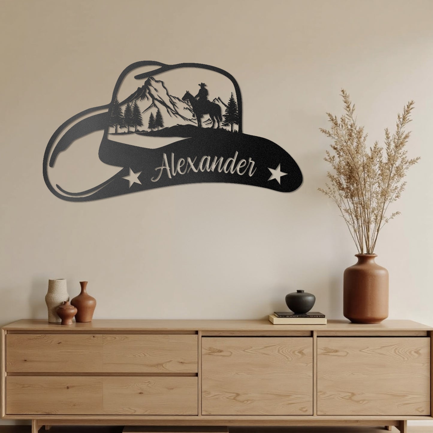 Personalized Cowboy Metal Sign, Western Wall Decor, Rustic Cowboy Riding Wall Art, Metal Outdoor Wall Art,  Rustic Country Western Decor for Bedroom Living Room Bathroom, Customized Gifts Color08