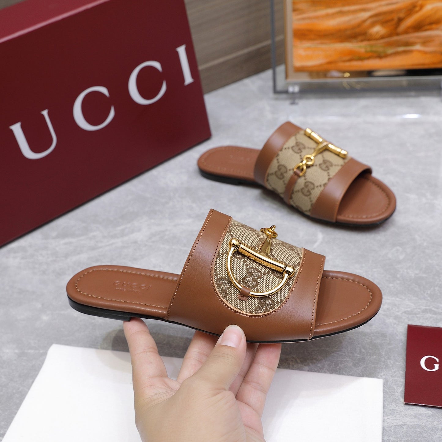 GG 25ss D-shaped chain buckle slippers 1825042512