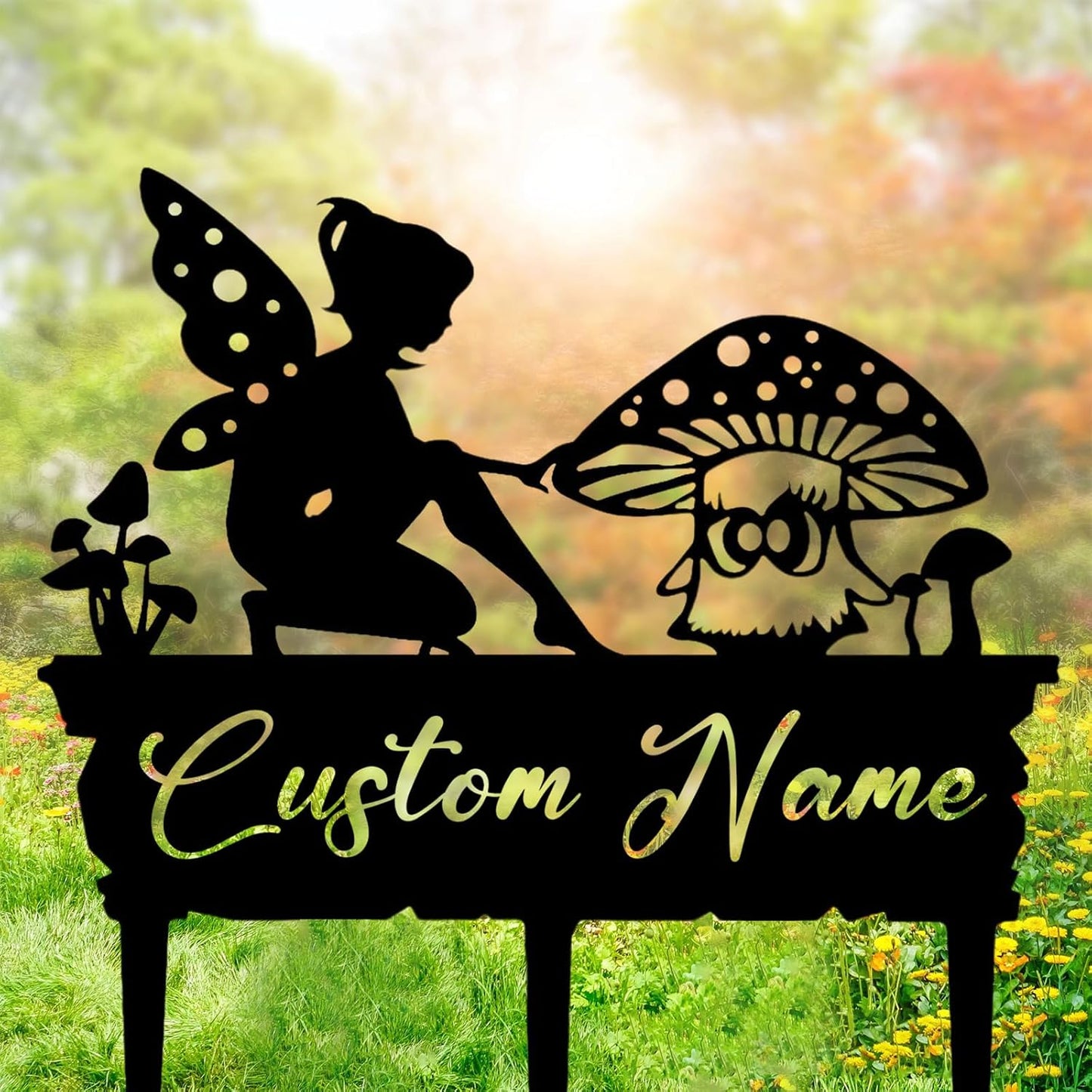 Custom Metal Fairy Stake - Personalized Garden Decor for Outdoor Fantasy Spaces