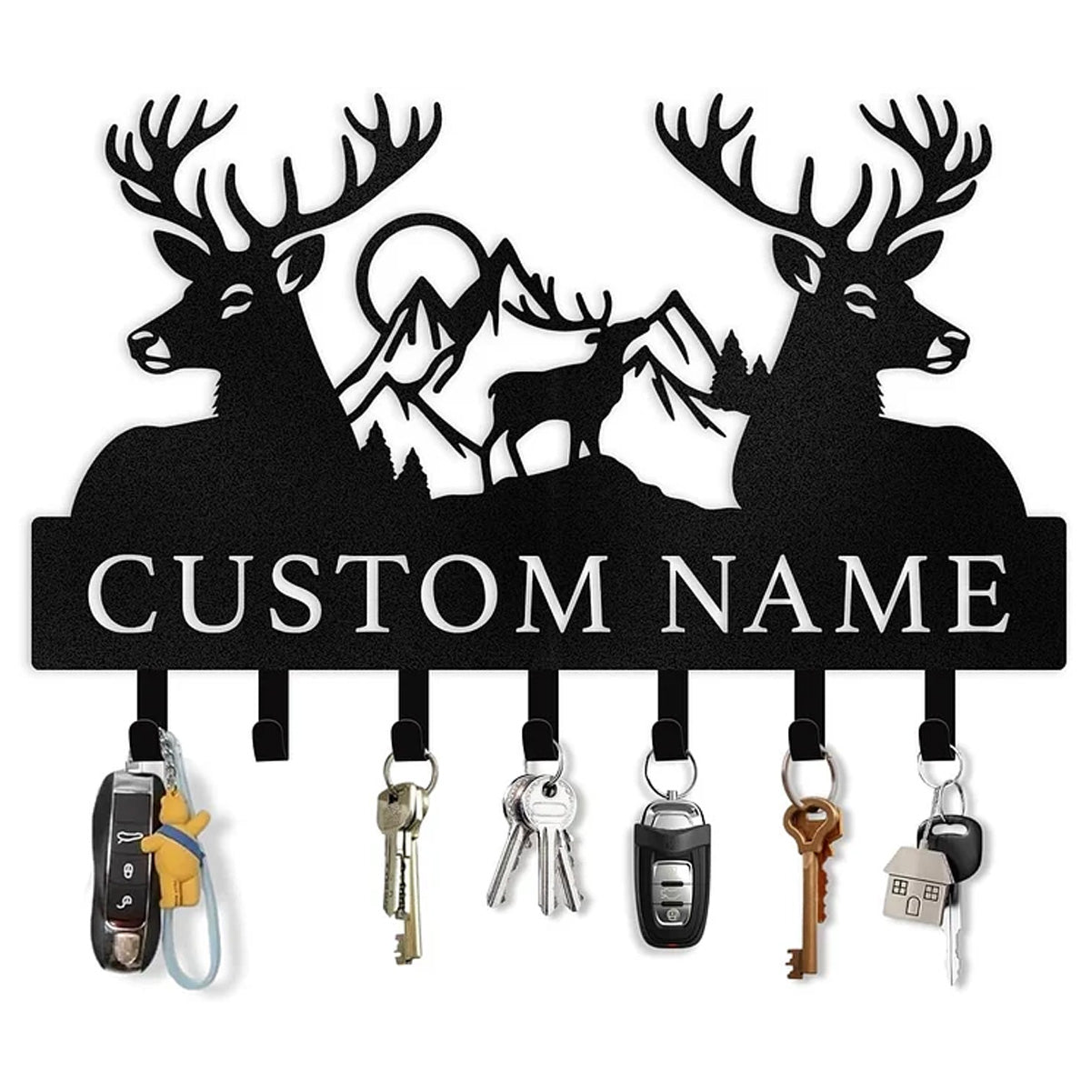 Personalized Polar Bear Key Holder on Wall, Custom Name Key Hanger