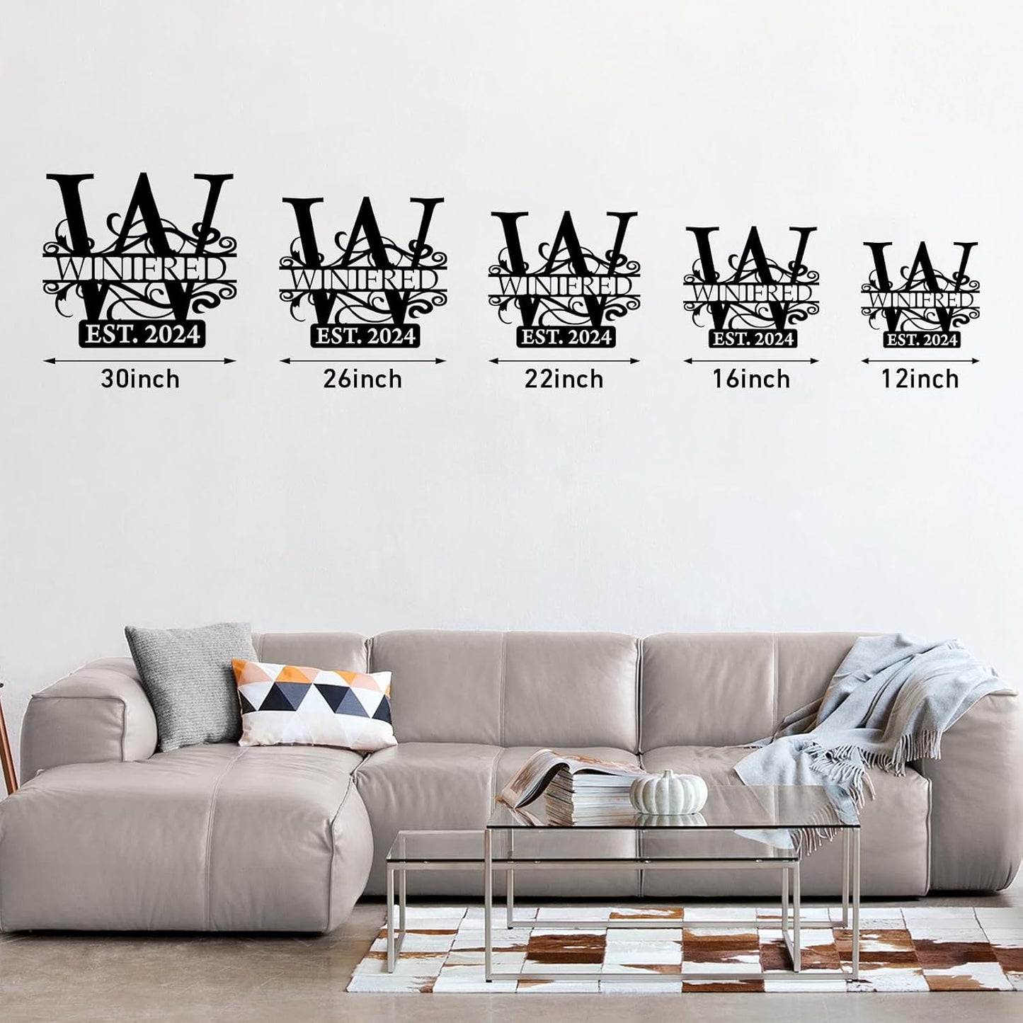 Custom Outdoor Metal Signs, Last Name Sign, Split Letter Monogram Wall Decor, Personalized Wedding Gift ms001