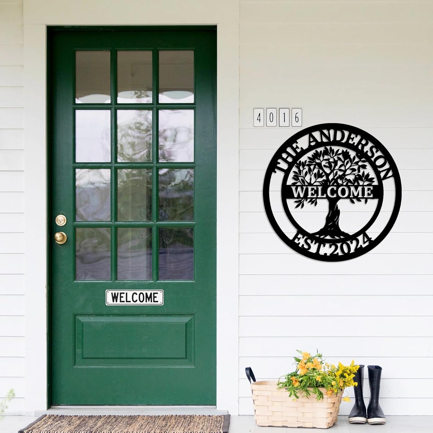 Personalized Tree of Life Metal Name Sign, Garden Yard Sign, Monogram Wall Decor