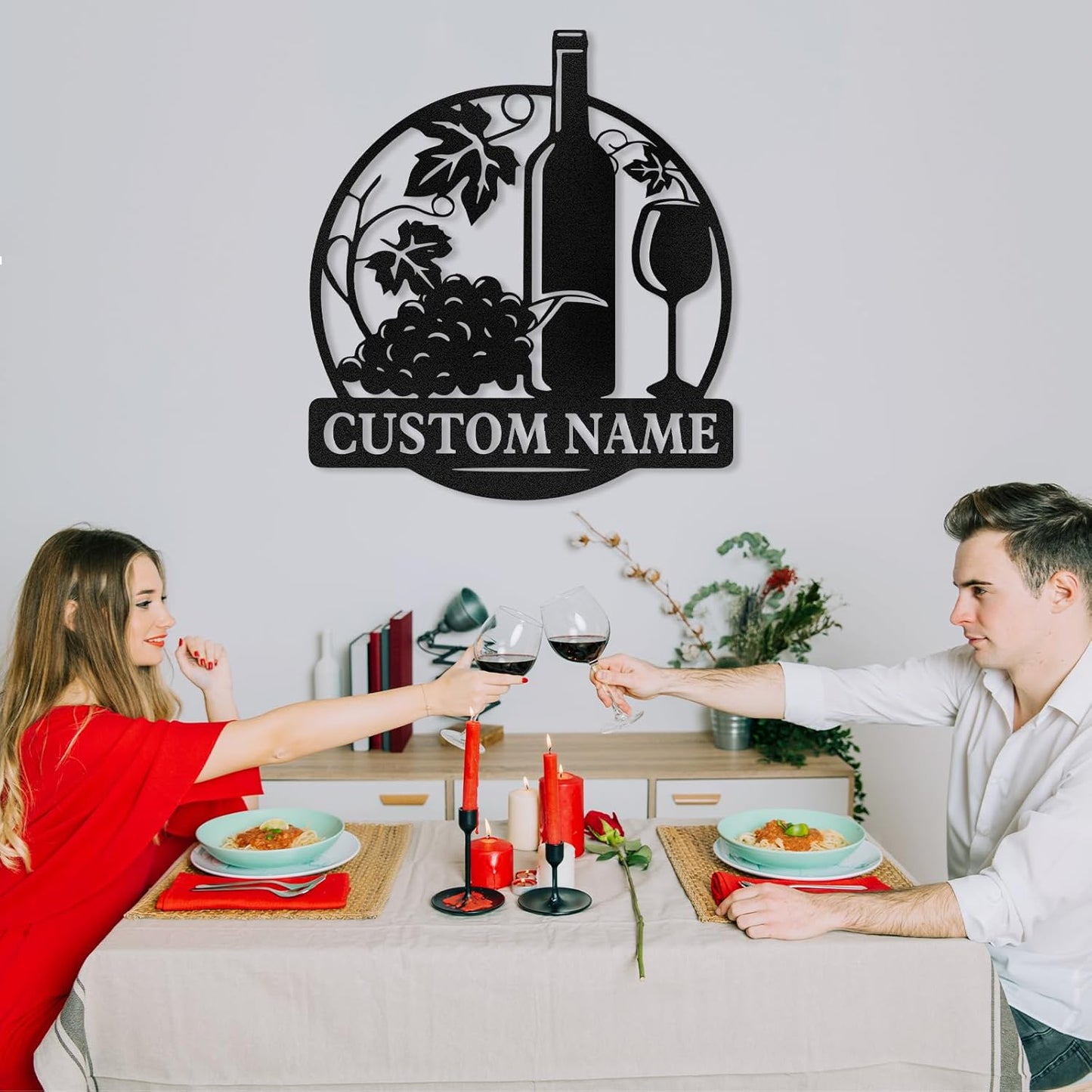 Personalized Wine Bottle Metal Sign ,Elegant Bar & Kitchen Wall Art