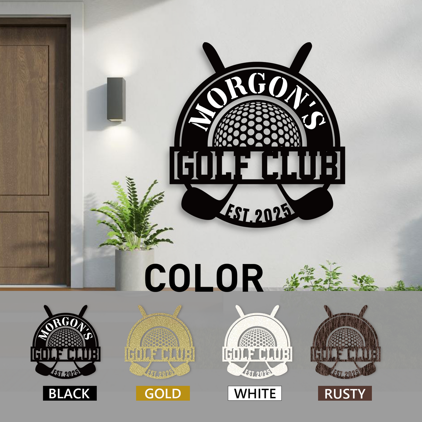 Personalized Golf Name Sign, Metal Garden Stake Decor with Tee Off Theme, Outdoor Lawn Signage