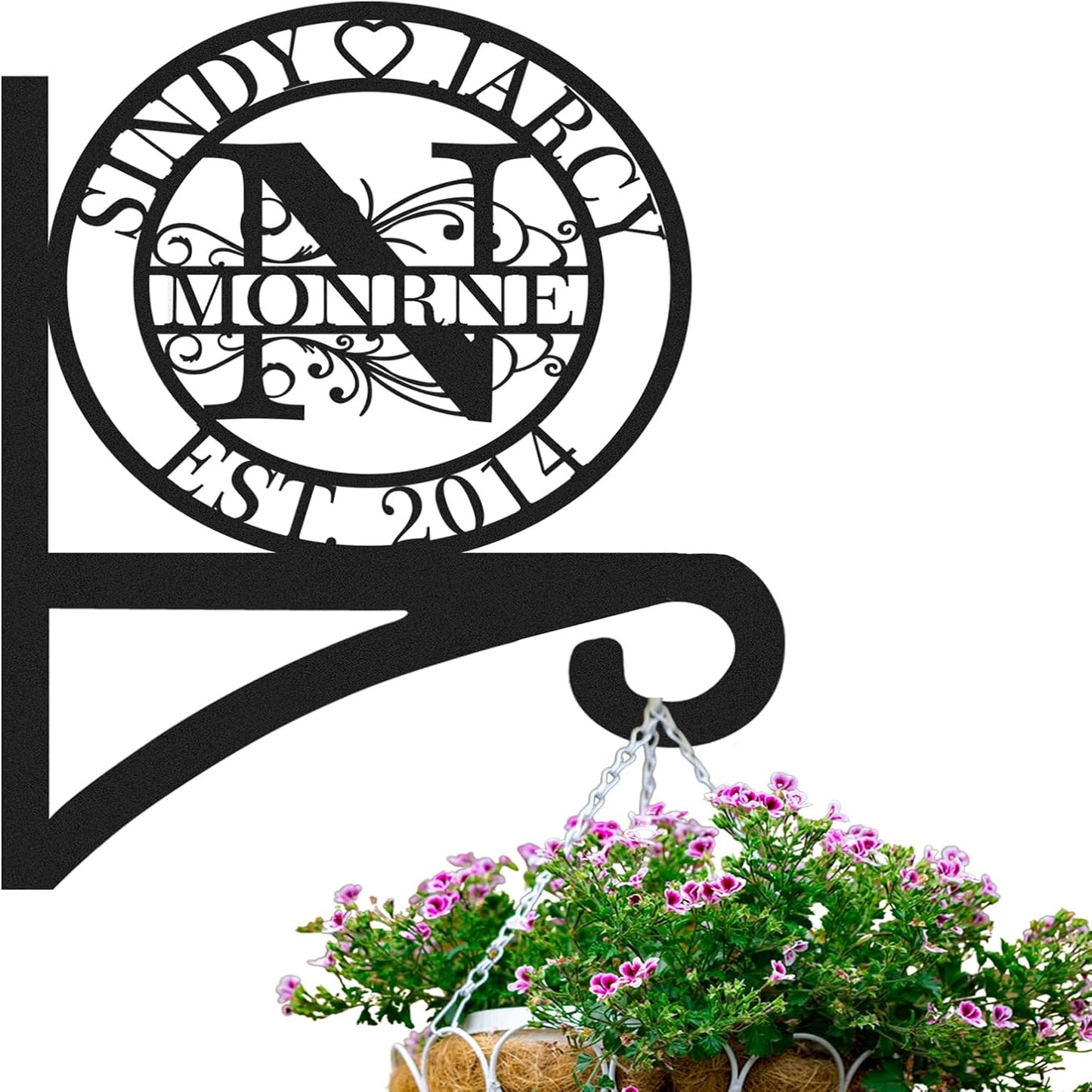 Custom Metal Plant Hanger Decorative Wall, Personalized Name Hooks for Hanging Plant Bracket