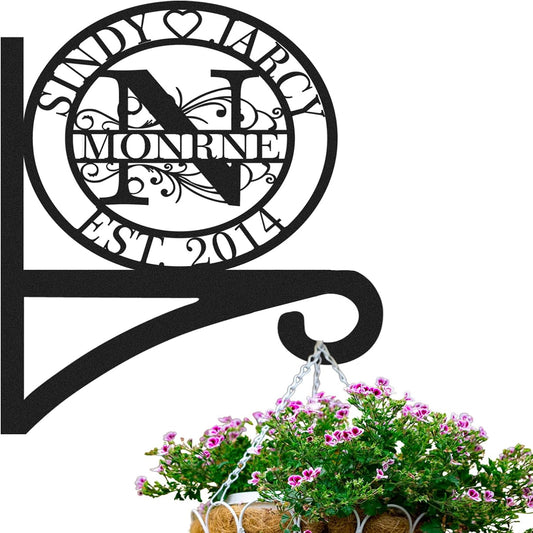 Custom Metal Plant Hanger Decorative Wall, Personalized Name Hooks for Hanging Plant Bracket