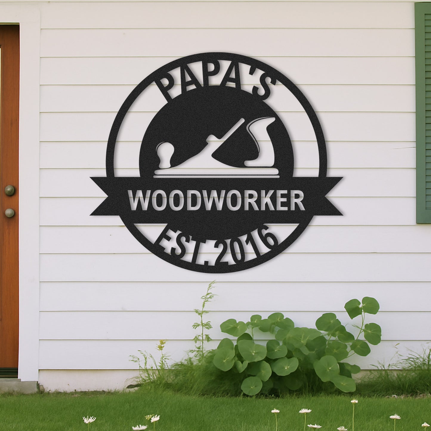 Custom Woodworker Workshop Metal Sign, Personalized Papa��s Woodworking Decor, Metal Garage Wall Art, Gift for Dad or Grandpa, Father's Day Gift Idea