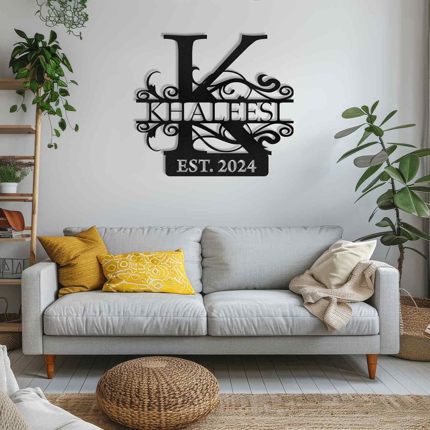 Custom Family Name Metal Sign Split Letter Monogram Design for Indoor Outdoor Decor Wedding Housewarming Gift