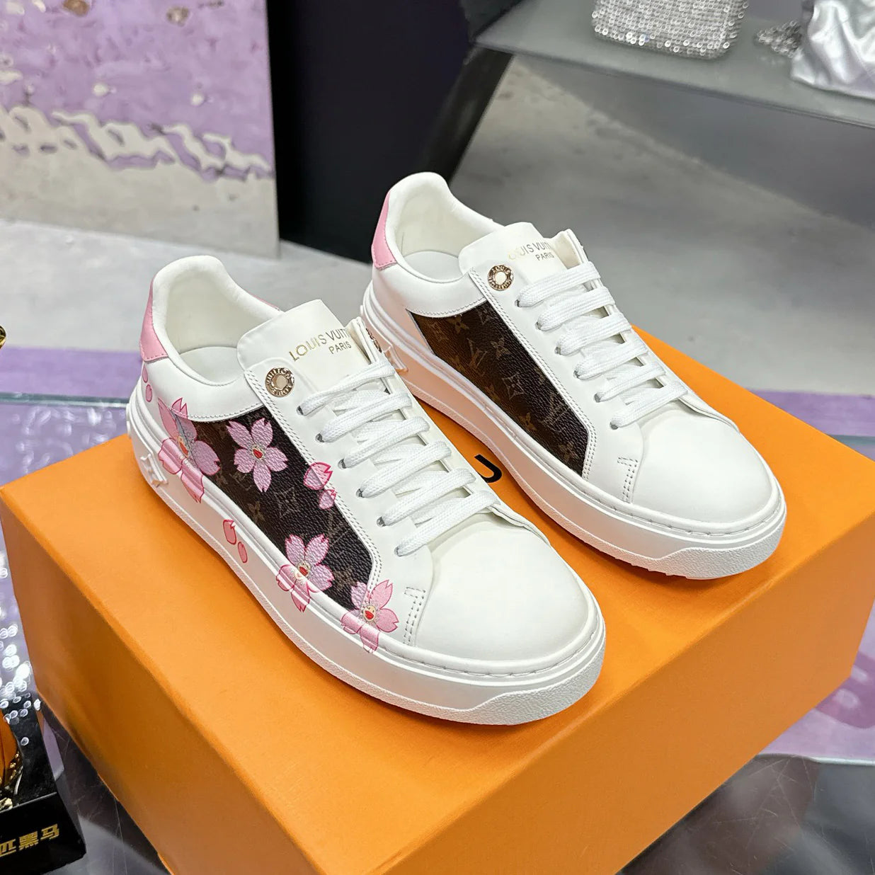 Cherry Blossom Series Casual White Shoes Sneakers For Women 1025042603