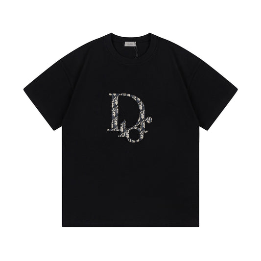 Trendy fashion full print short-sleeved high street loose cotton T-shirt D-23030958