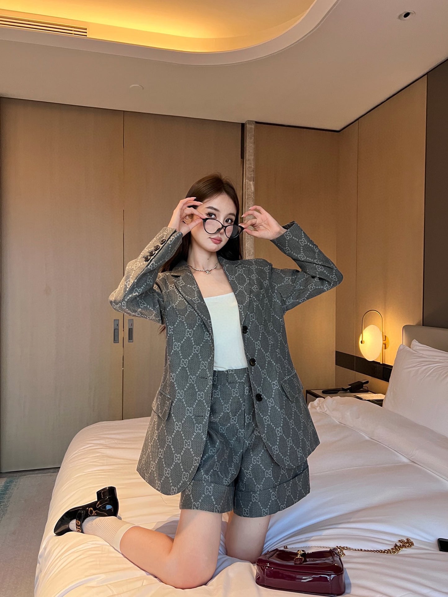 GG gray printed suit suit 0724090304
