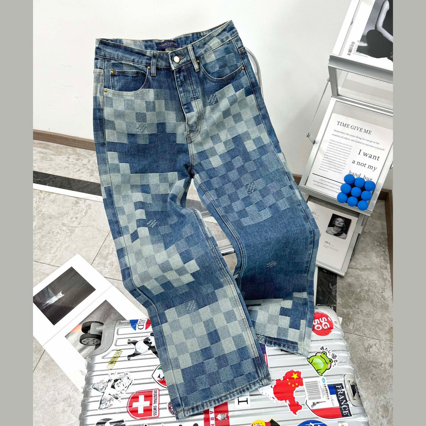 LV Plaid jeans 1825022822