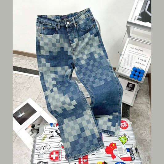 LV Plaid jeans 1825022822