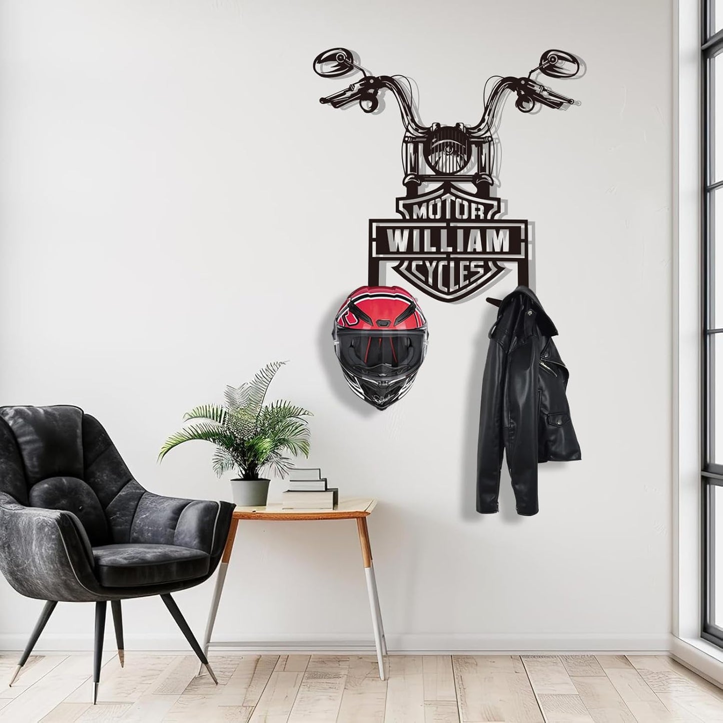 Rustic Wrought Iron Helmet Wall Mount , Stylish Motorcycle Storage Solution